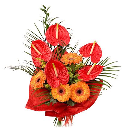 Bouquet with Red Anthuriums