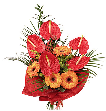 Bouquet with Red Anthuriums
