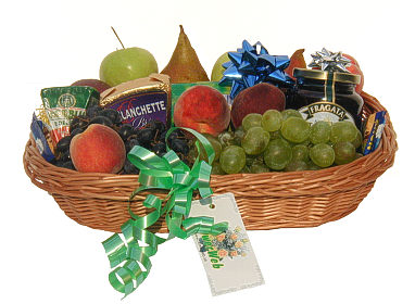 Basket with Fruits and Cheese