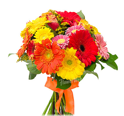 Colorful Gerberas and Roses