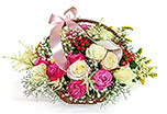 Basket of Pink and White Roses 