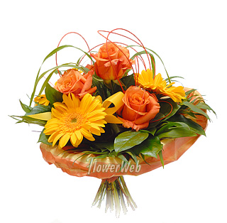 Orange Roses & Gerberas