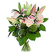 Pink roses with lilies