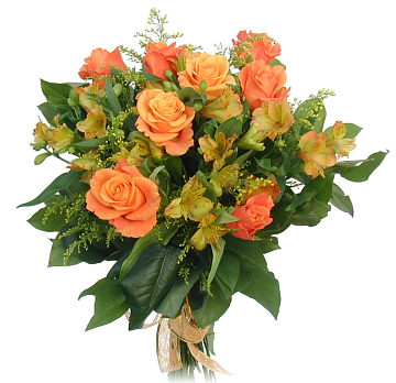Oranžové ruže a alstromérie
